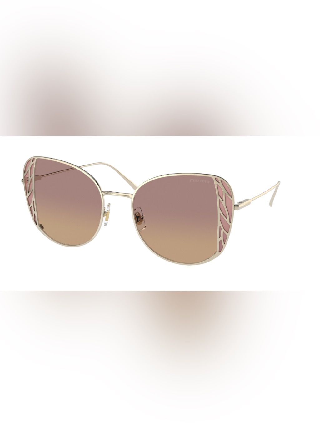 Miu Miu Gold Frame Butterfly Sunglasses With Pink Gradient Lenses